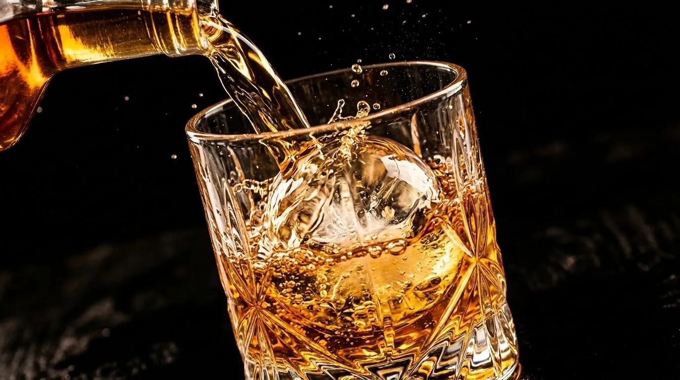 Whisky poured over ice